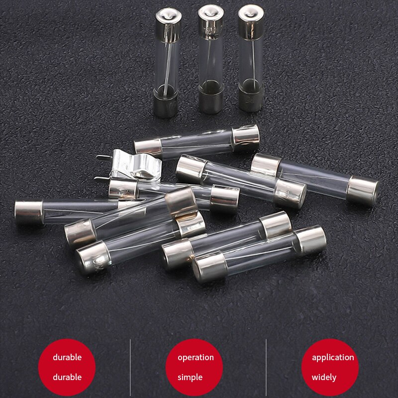 130pcs 13 sizes Quick Blow Glass Tube Fuse Assorted Kit 6x30mm 250V Fast-blow Glass Tube Fuses kit with 10pc Fuses Seat