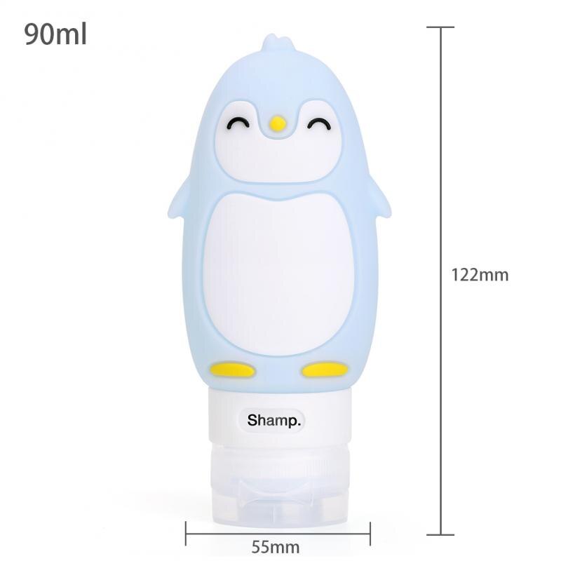 1Pcs Cute Silicone Refillable Bottle Travel Bottle Press For Lotion Shampoo Cream Gel Cosmetic Squeeze Containers Storage Bottle: Blue Penguin 90ml