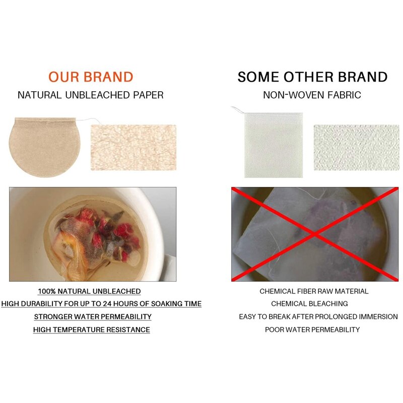 Tea Bags, 300Pcs Disposable Empty Tea Bags Tea Infuser Drawstring Teabags Safe Natural Material Tea Bags for Loose Leaf Herbs Te