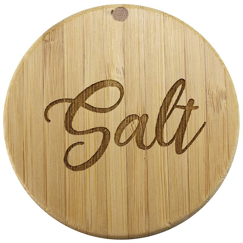 Salt Box, Bamboo Storage Box with Magnetic Swivel Lid, Salt Engraved on Lid Bamboo Salt Keeper Storage Box
