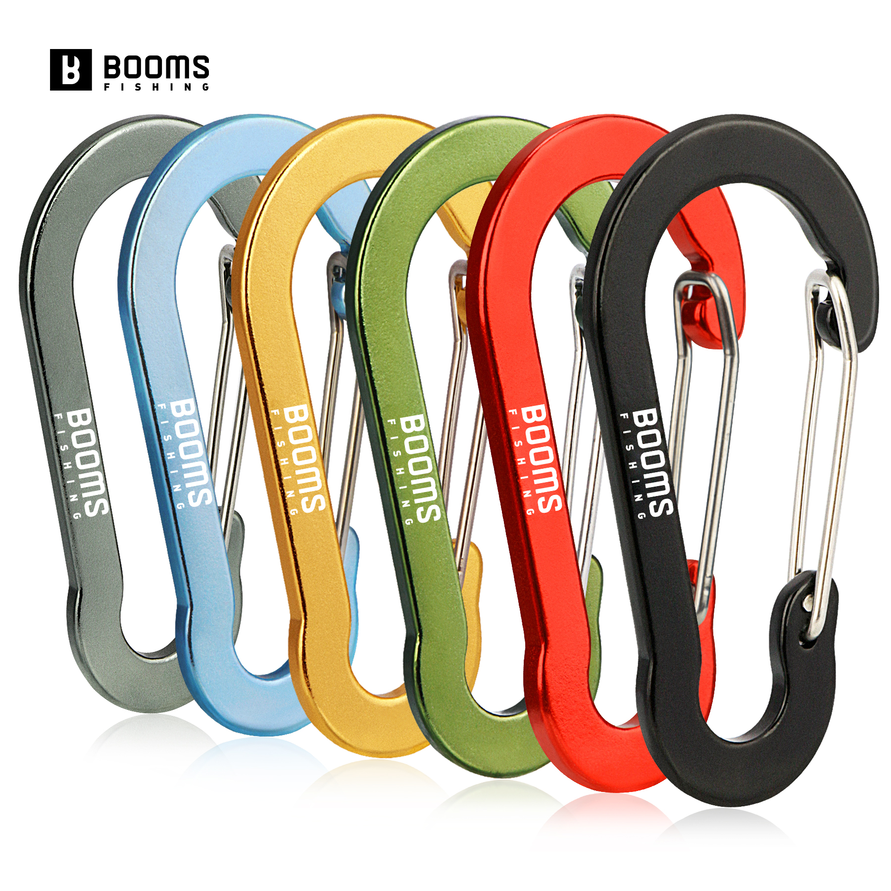 Booms Fishing CC5 MultiUse Carabiner 10Pcs 2.7in/7cm Outdoor Camping Buckle Keychain Aluminum Caribeaner Clip Fishing Acessories