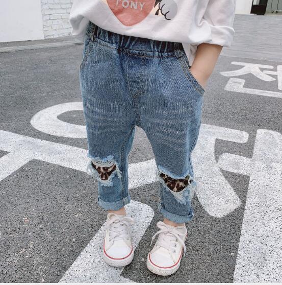 Forår sommer baby piger ripped jeans børn børn denim bukser pige bukser 1-6 år