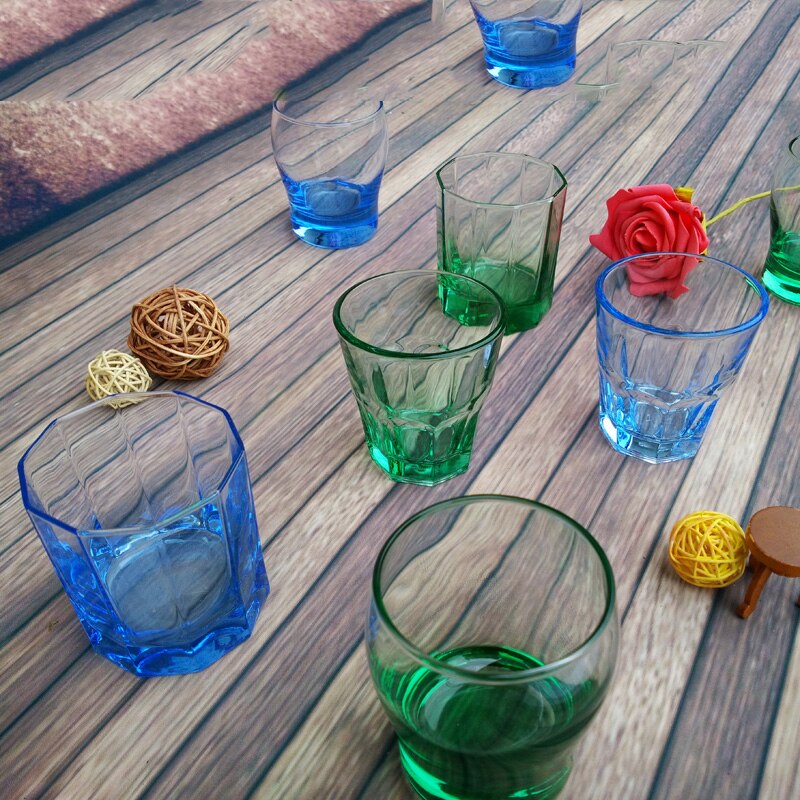 2 pièce/ensemble vitrail tasse café bleu tasse résistant à la chaleur tambour boisson tasse transparent verre à vin bière drinkware