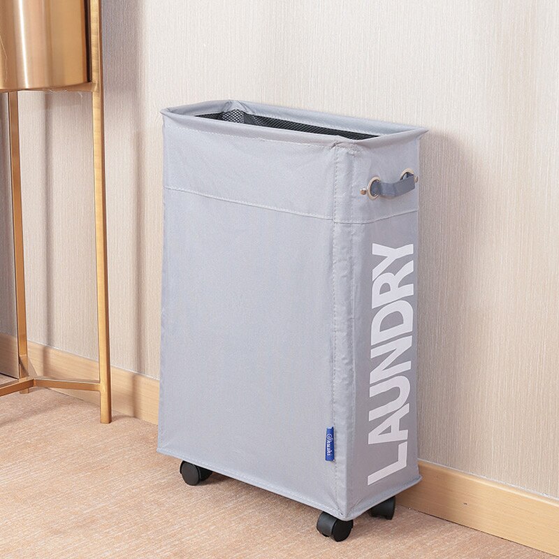 Rolling Wasmand Organizer 3 Raster Grote Wasmand Bin Waterdichte Waszakken Voor Vuile Kleren Opbergdoos Op Wielen: Small Grey