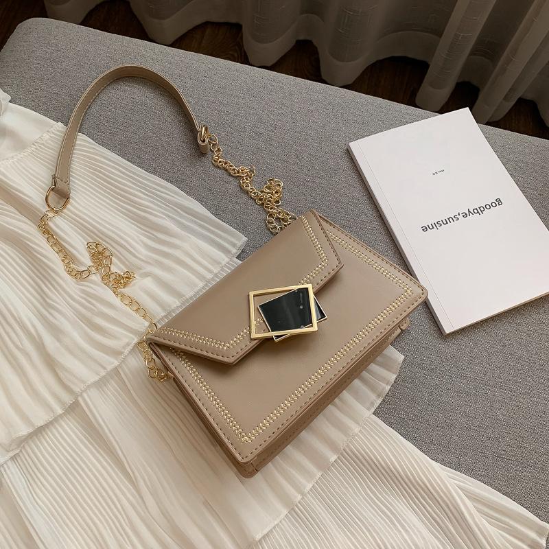 Kleine leren crossbodytassen voor dames, chian schoudertas, sac a main, reistassen en avondtassen voor dames: Khaki