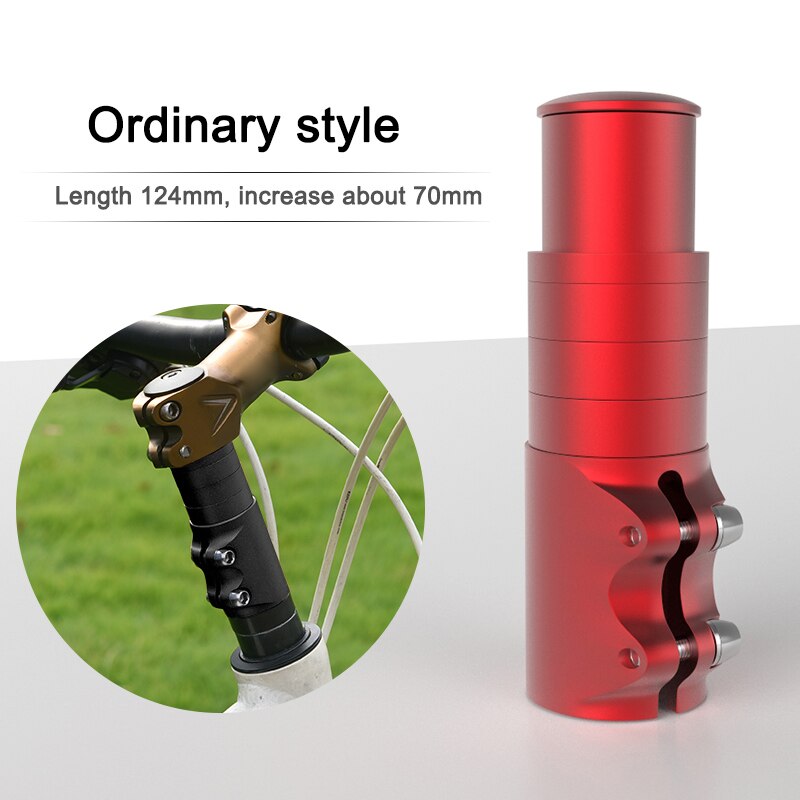 Cykelstyr forgaffel frempind rise up forlænger forlænger heads up cykel adapter holdbart mountainbike cykel tilbehør: Almindelig stil rød