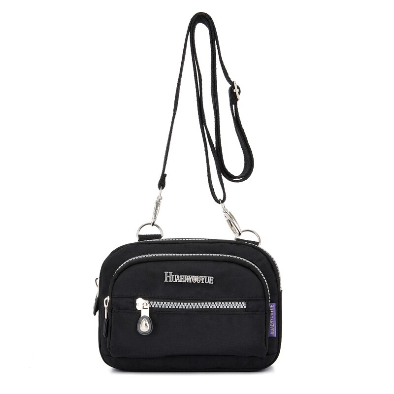 Vrouwen Messenger Bags Kleine Portemonnee Schoudertas Vrouwelijke Waterdichte Nylon Crossbody Tassen Taille Packs Handtassen: Black