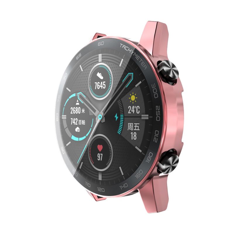 Galvanik TPU Uhr Abdeckung Hülse Bildschirm Schutz fallen für Honor Magie 2 46mm Smartwatch Zubehör: Rosa