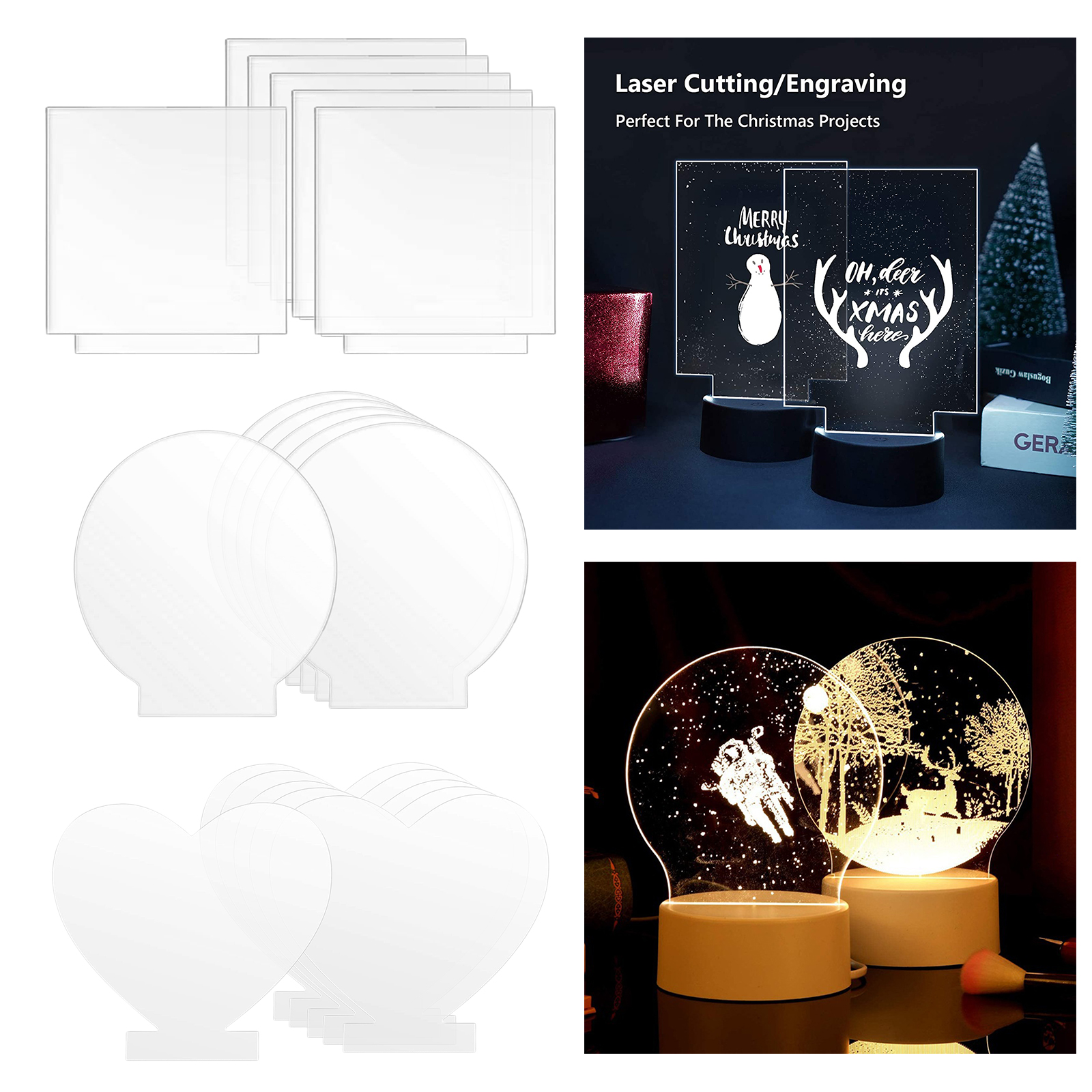 6Pack Acrylic Sheet Clear Cast Plastic glass Panel Thick Plastic Glass for LED Light Base Signs DIY Display Projects Craft