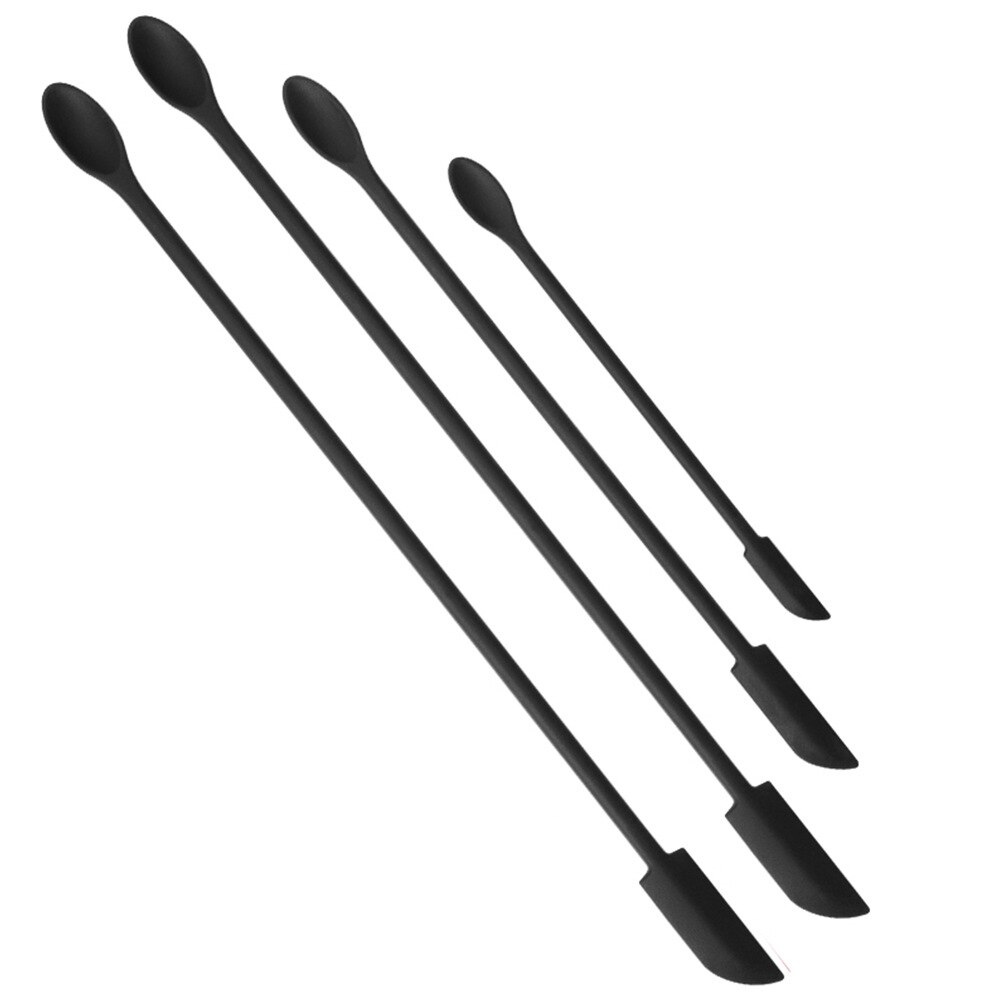 1/3/4Pcs Mini Silicone Spatula For Thin Jar Honey Makeup Butter Cake Spatula Double Head Spoon Spatula Set Kitchen Accessories: Black 4Pcs