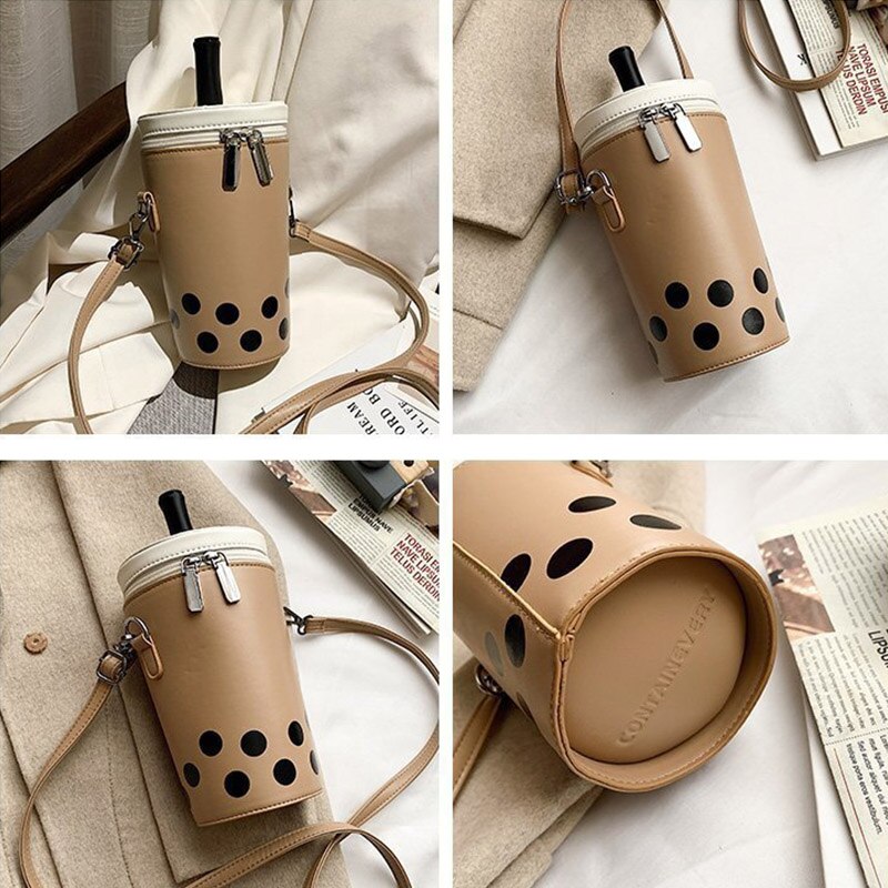 Grappig Stro Melk Thee Cup Vrouwen Handtassen Leuke Meisjes Kleur Contrast Geek Crossbody Tas Individuele Cup Vorm Schoudertassen