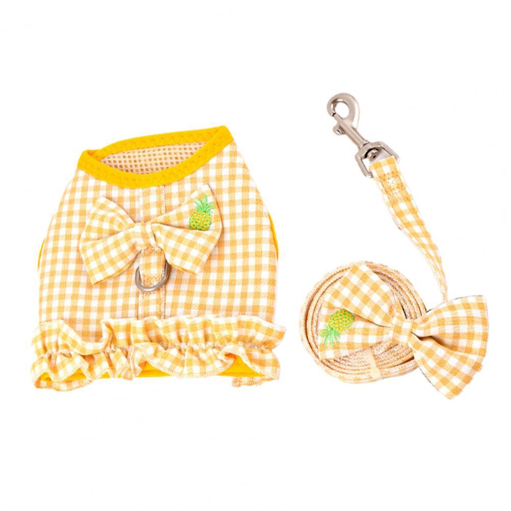 Useful Dog Vest Leash Soft Adjustable Protect Skin Anti Corrosion Vest Harness Set: Yellow / M