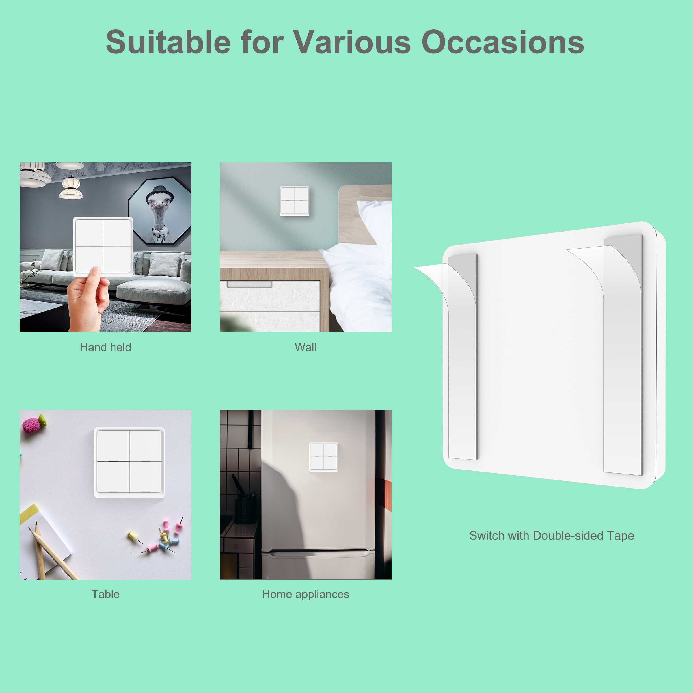 Tuya ZigBee Scene Switch, Works with All Tuya ZigBee/Wifi Devices, Wireless Smart Mechanical Push Button Switch, Hub Required