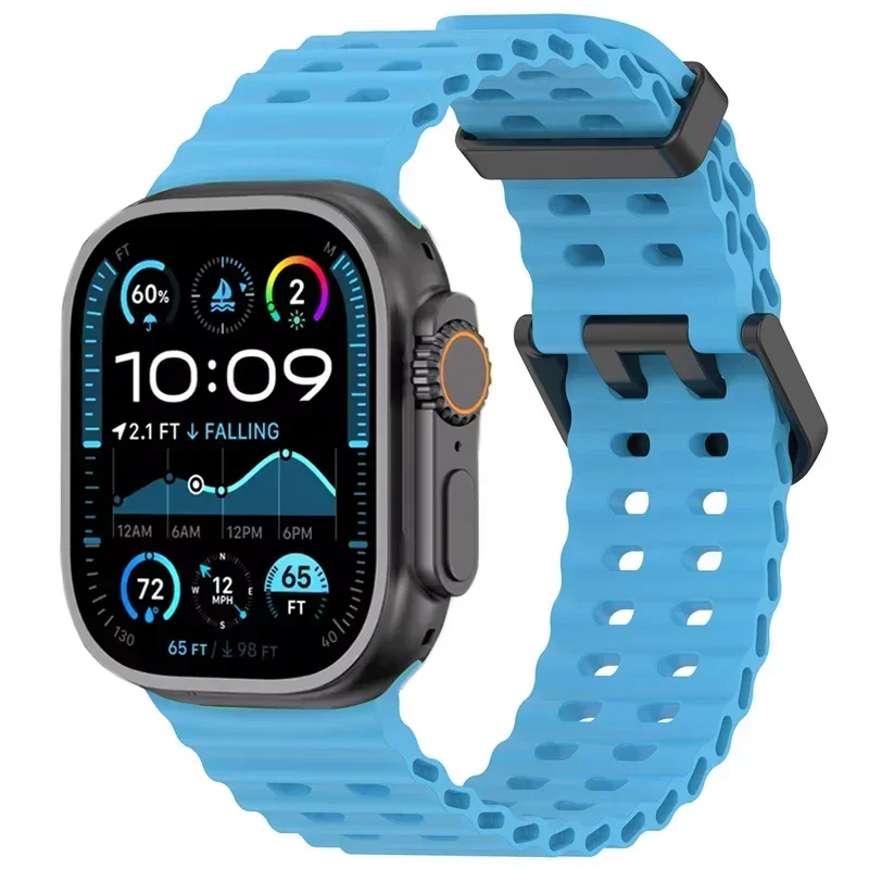 Bracelet en Silicone Souple pour Apple Watch Ultra 2/1, Confortable et Respirant, 49mm 10 46mm 9 8 7 45mm IWatch 6 5 4 SE 44mm