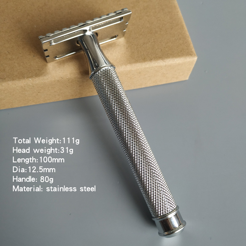 Dscosmetic S9 parallel head 316L stainless steel double edge safety razor: S9 Knurl