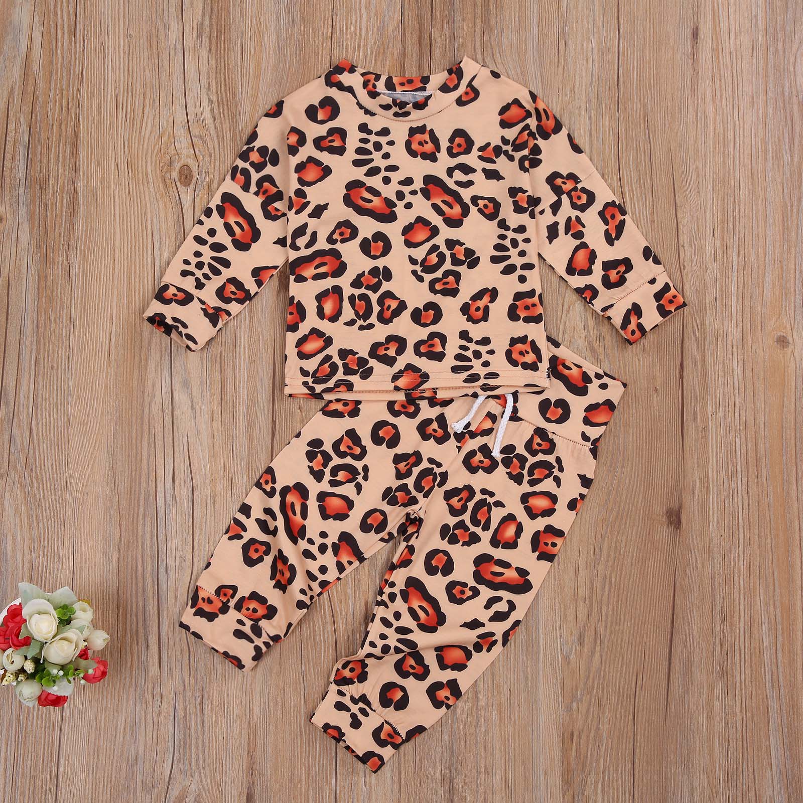 Newborn Infant Baby Girls Boys Pajama Sets Autumn Spring Leopard Long Sleeve Sleepwear Soft Sleep Sets