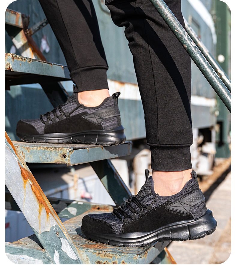 Chaussures d&#39;assurance contre les coups et les piercings pour homme, souliers de protection pour le travail, respirants, bout en acier, tendance,