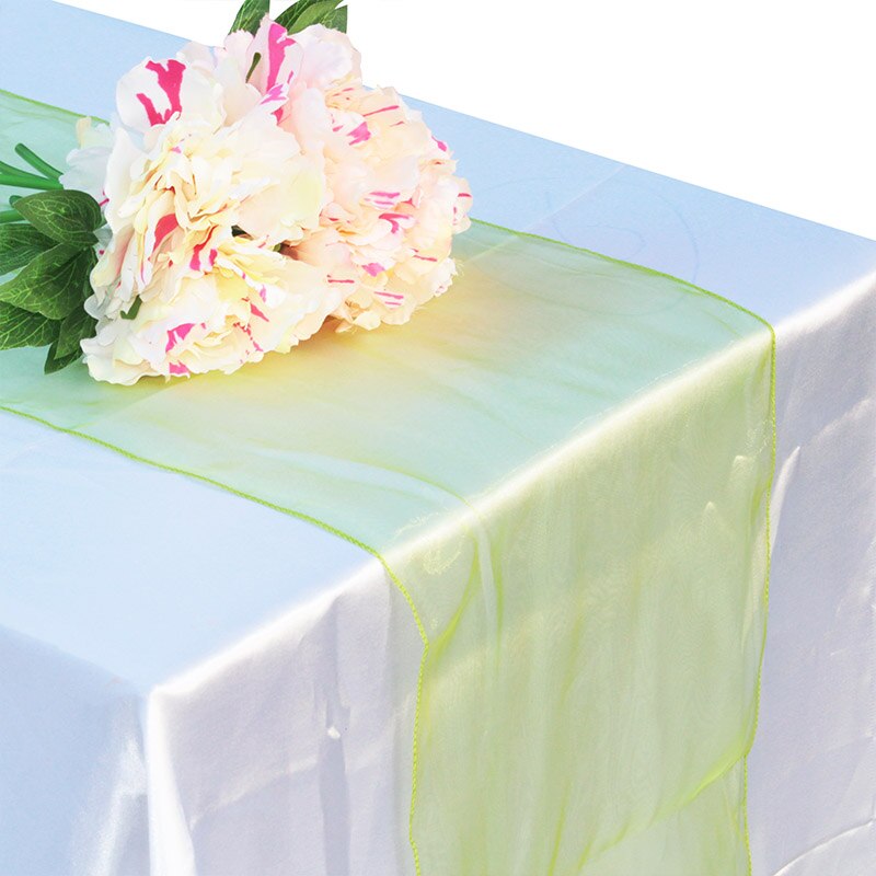 Organza Tisch Läufer Tischdecke Abdeckung Weiche schier Stoff Stuhl BöGen Beute Hochzeit 30*275CM Weihnachten Party Bankett tisch Dekor: Gras Grün