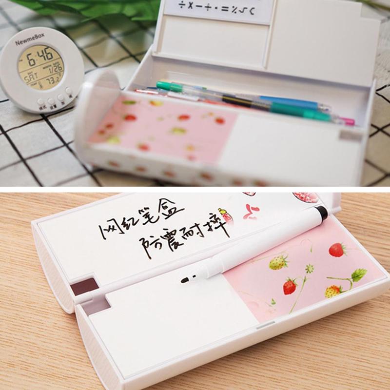1pcs Multi-function Pencil Case Pencil Box Pen Calculator With Pen Reusable Whiteboard Stationery Erasable Mirror K9L2
