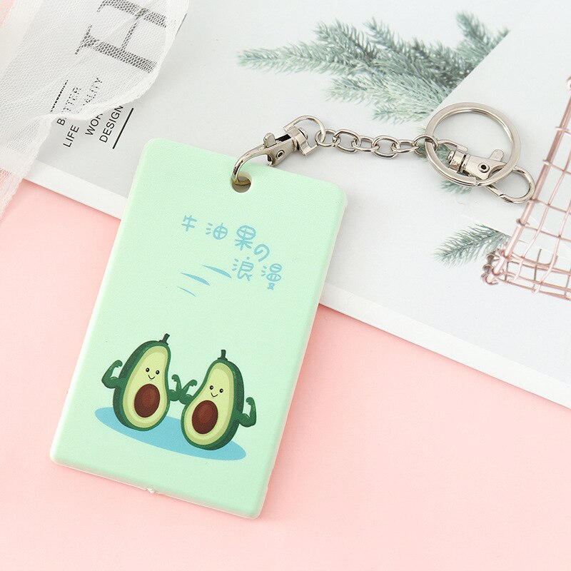 Cute Cartoon ID Bus Card Pass Holder Keyring Key Chain Case Wallet Pouch Business Credit Card Holder Identity Badge Card Cover: 4