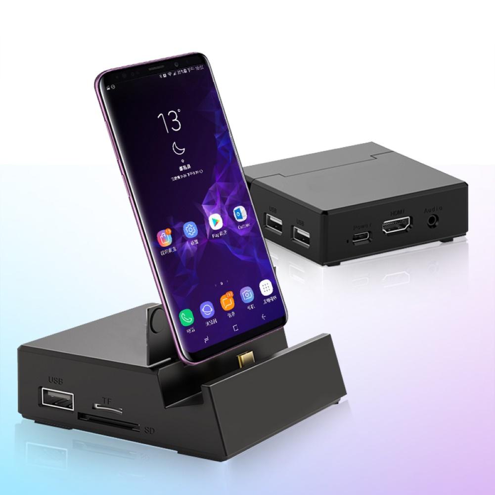 Usb Type C Hub Docking Station 8 In 1 Tf Usb 2.0 Dock Station Telefoon Houder Type C Naar Converter base Voor Samsung Galaxy S8