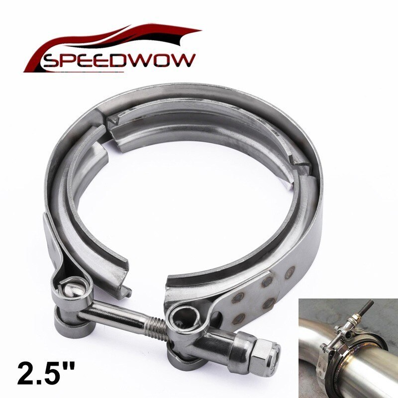 Speedwow 2.5 tommer 63.5mm rustfri stel v-band klemmesæt udstødningsbånd klemme til catback lyddæmper nedløbsrør