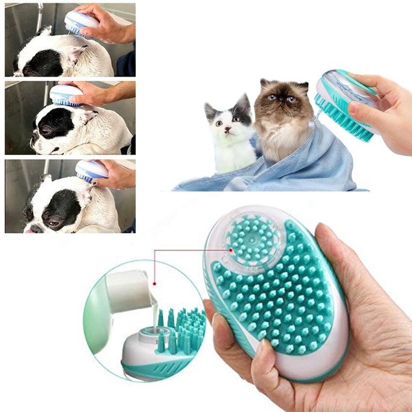 Huisdierbadborstel, multifunctionele katten- en hondenborstel, shampoo, massageborstel, douchehaarverwijderingskam voor katten, huisdierreinigings- en verzorgingstool