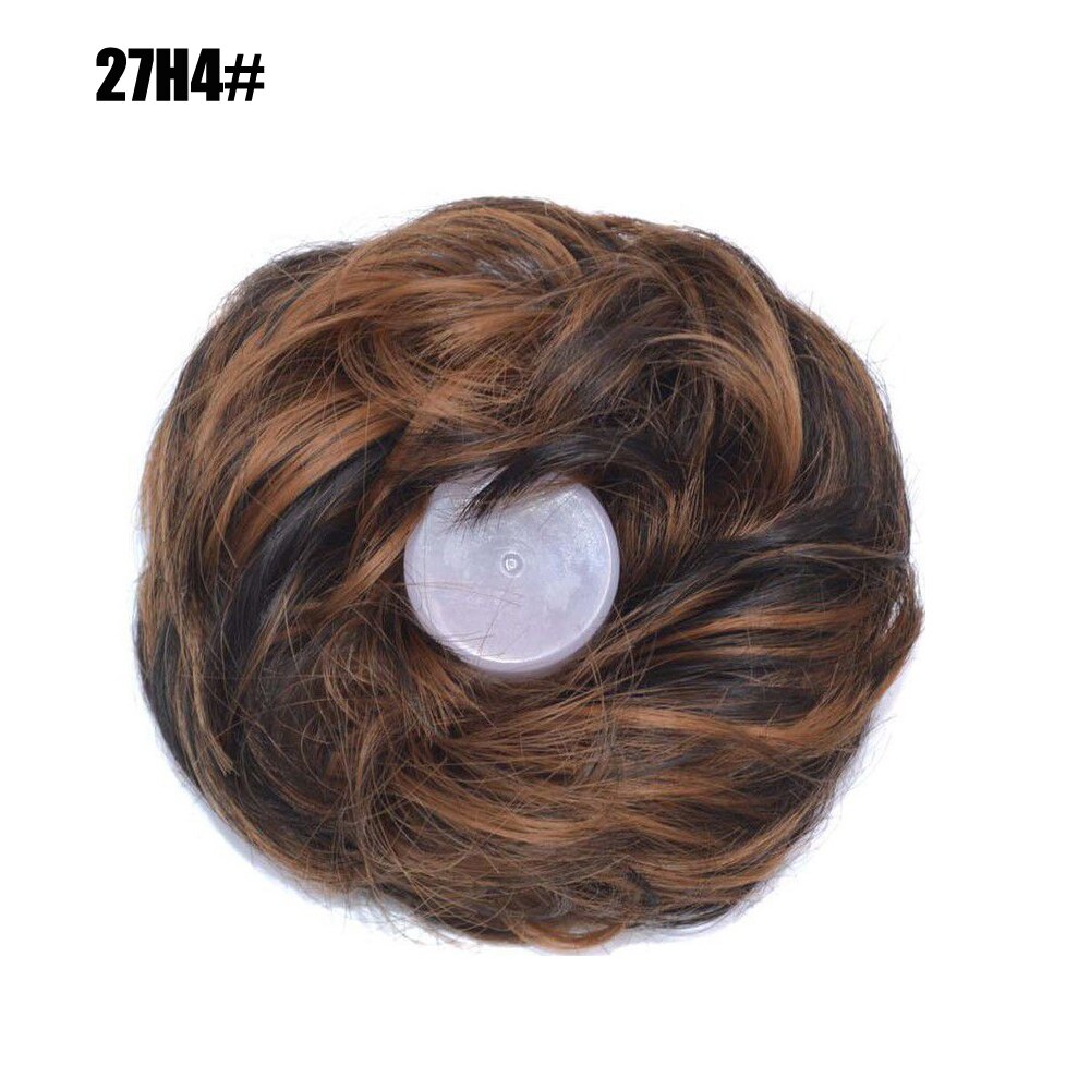 Girls Hair Buns Synthetic Curly Chignon Wrap On Messy Bun Ponytails With Rubber Band Hair Extensions For Women: 27H4
