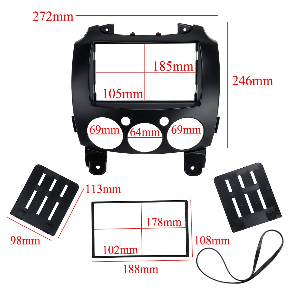 2 Din Car Radio Stereo Fascia Dash Mount Trim Kit Panel Frame For Mazda 2 Demio 2007+
