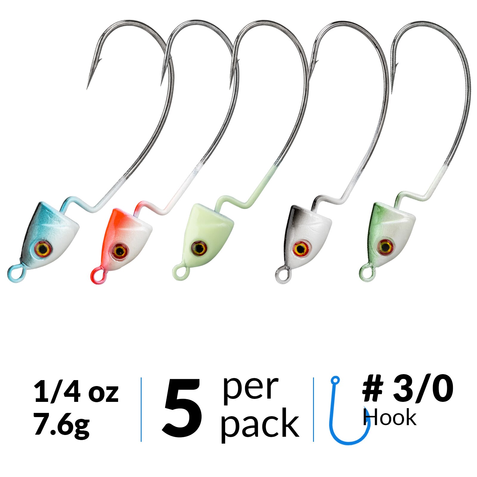 Anzuelo de pesca con cabeza plomada, 3,5g, 5g, 7g, 10g, 14g, accesorios de aparejos de pesca con señuelo suave, 5 unids/lote: 7.5g jig head hook