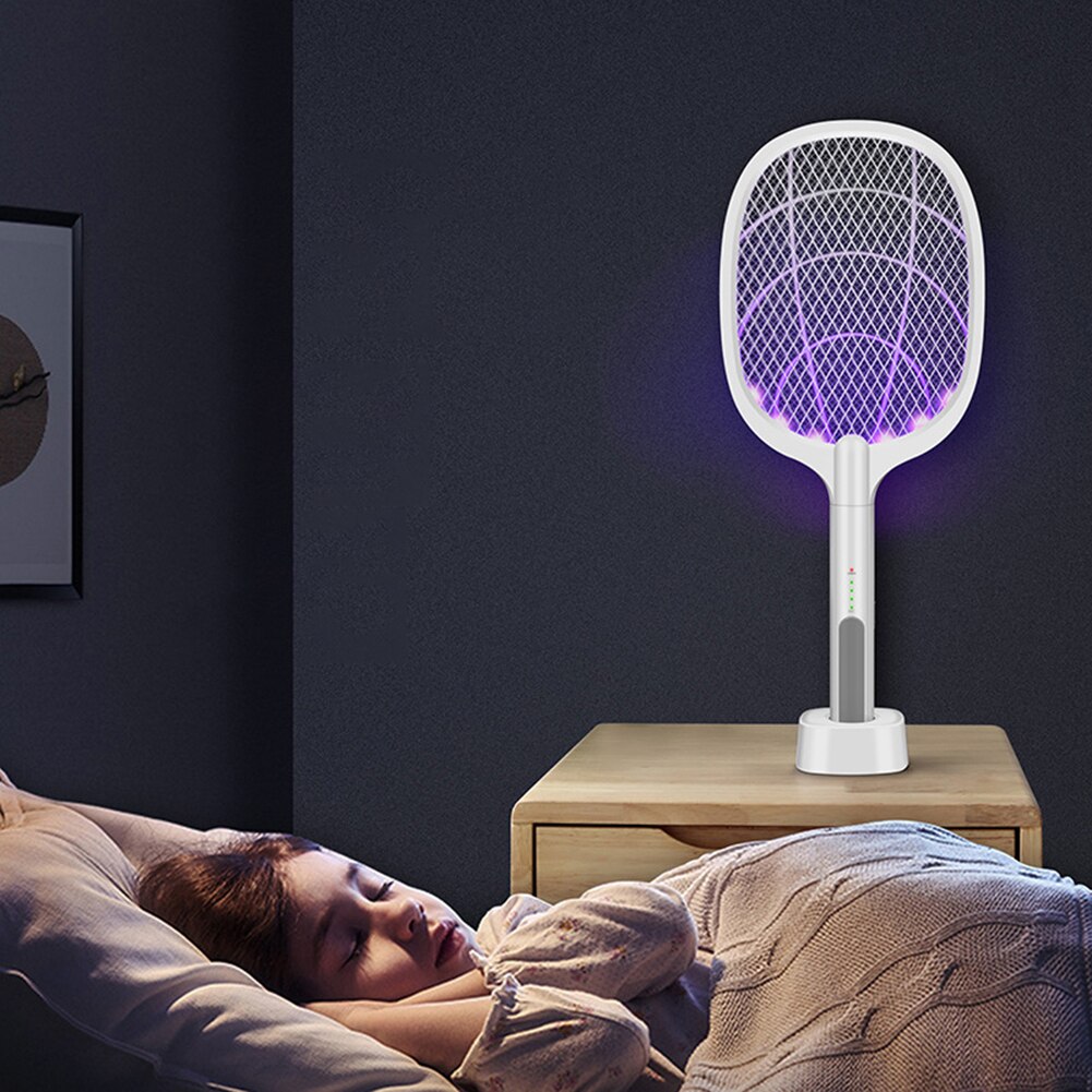 Matamoscas eléctrico para el hogar, raqueta exterminadora de insectos