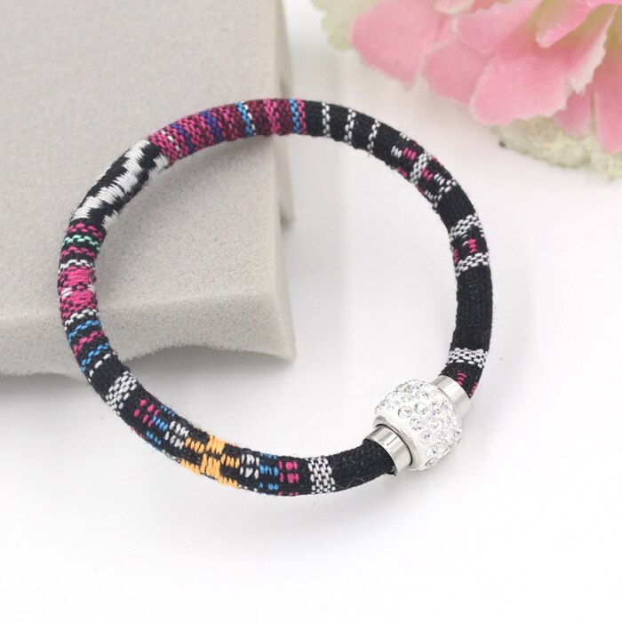 9 Kleuren Crystal Magnectic Dichter Bangle Armband Etnische Mexicaanse Stijl Katoenen Touw Boho Armbanden Voor Vrouwen Bijoux Pulsera: Color 6