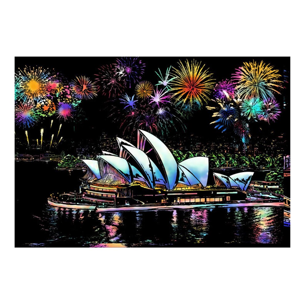 75 * 52Cm World Scenery City Scratch Art Painting Early Education Graffiti Drawing Adult Decompression Hand-Made Diy Scraping: E