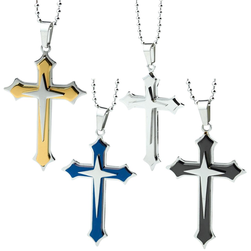 Cross Vintage Stijl Herenkleding Vrouwen Katholieke Christus Rvs Cross Hanger Ketting 3 Kleuren Optioneel