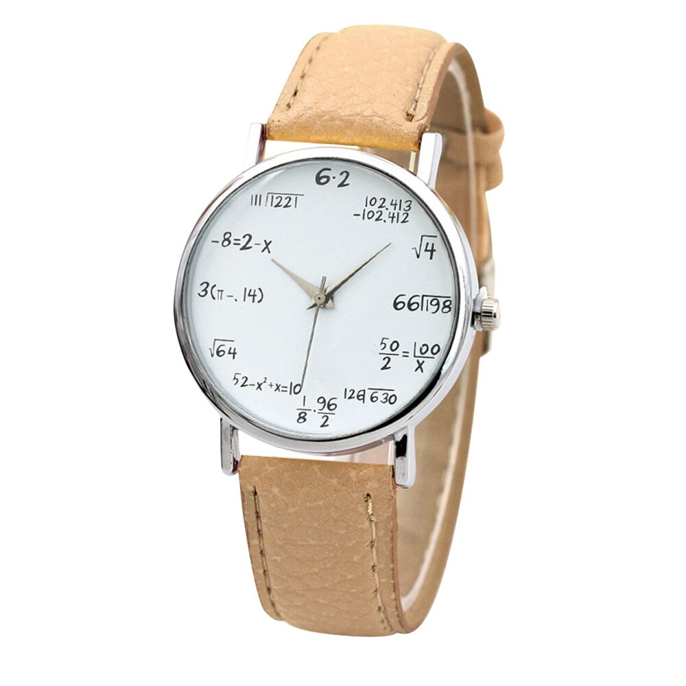 Geometrische Horloge Wiskundige Formule Prints Horloge Vrouwen Mannen Lederen Riem Quartz Math Horloge Dames Horloges: D