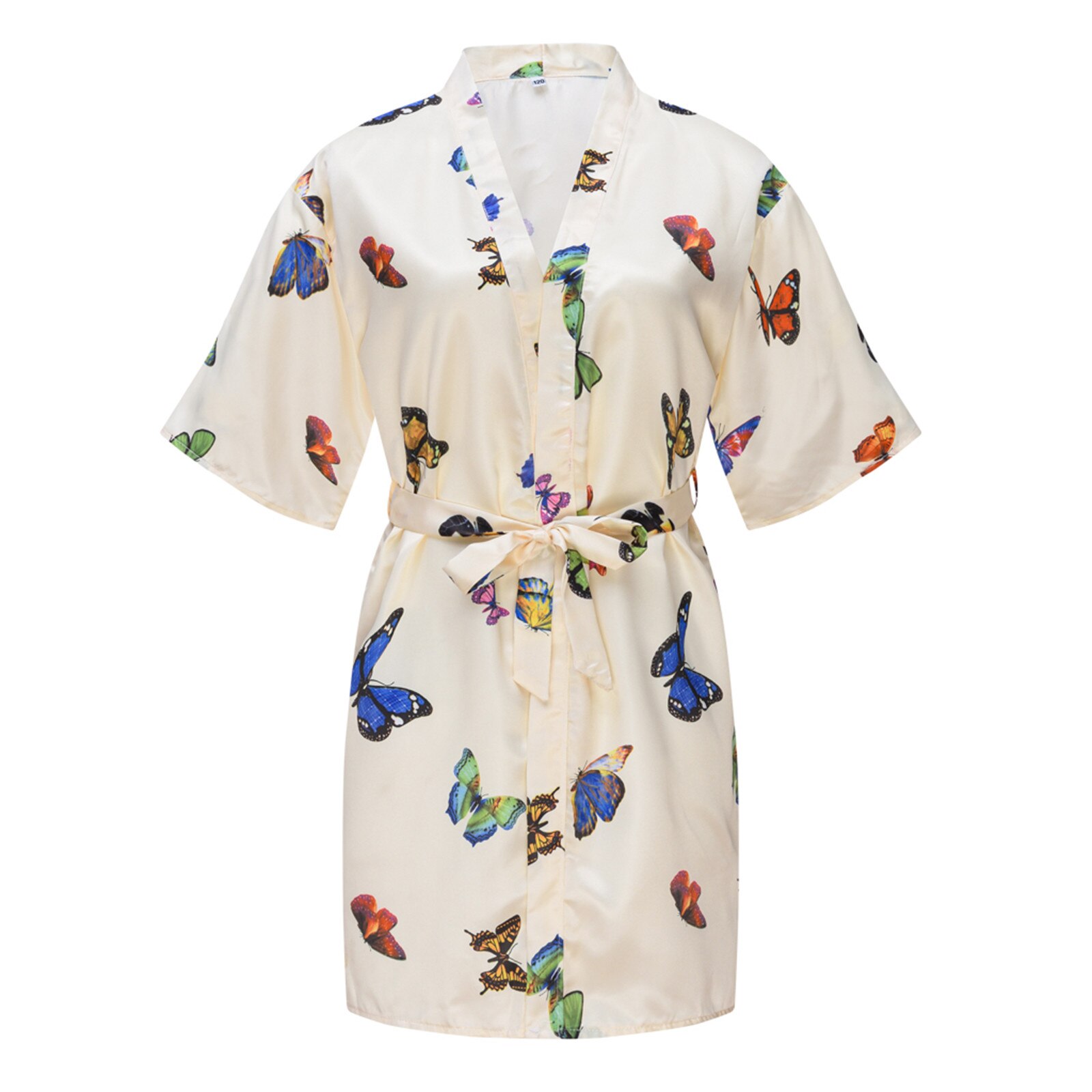 Children Baby Kid Girl Clothes Print Summer Kimono Robes Bathrobe Sleepwear Clothes Coat Kids Clothing: Beige / 8