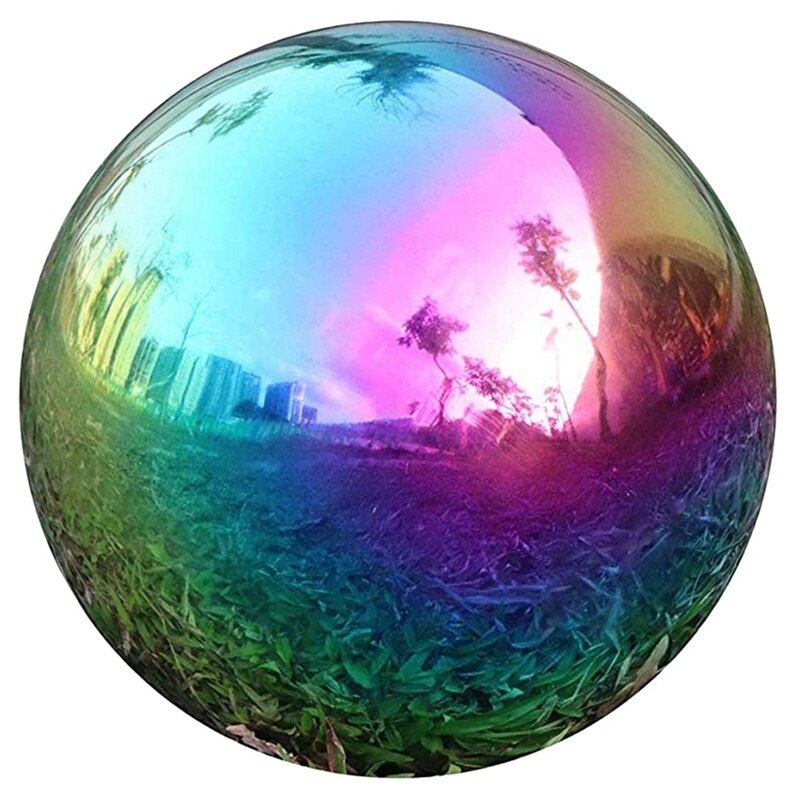 Couleur en acier inoxydable boule ronde creuse en plein air boule couleur en acier inoxydable boule de tir flipper décoration de jardin à la maison: Default Title