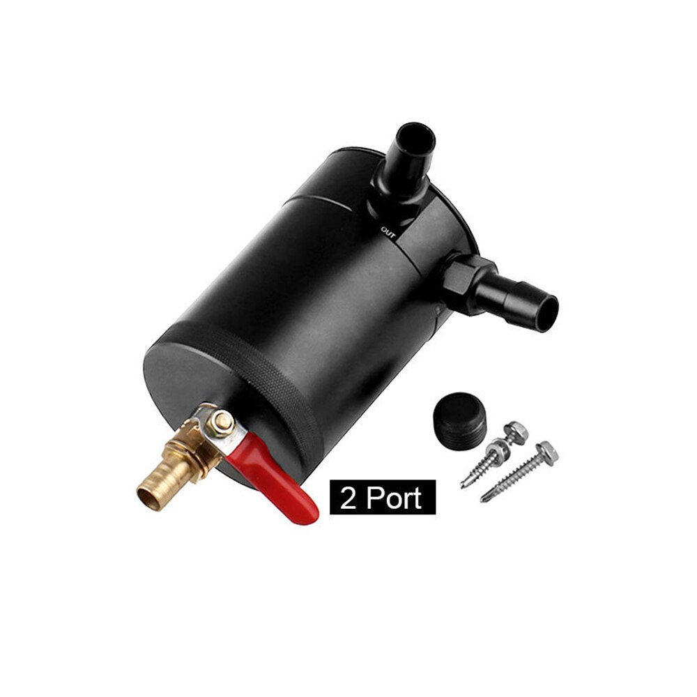 Oil Catch Can For 2/3 Ports With Removable Valve Fuel Oil Separator 400ml Black Sealed Repairable Aluminum Alloy Oil Catch Can: Black