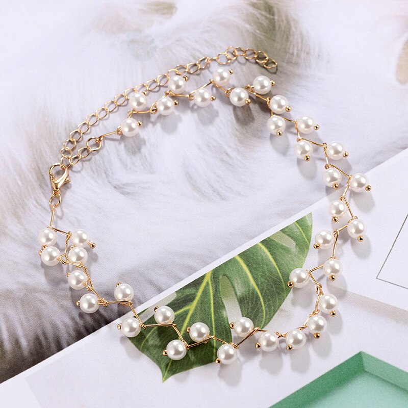 Women Necklace Choker Pearl Necklace Statement Ladies Collares Gold Color Alloy Jewelry Birthday чокер