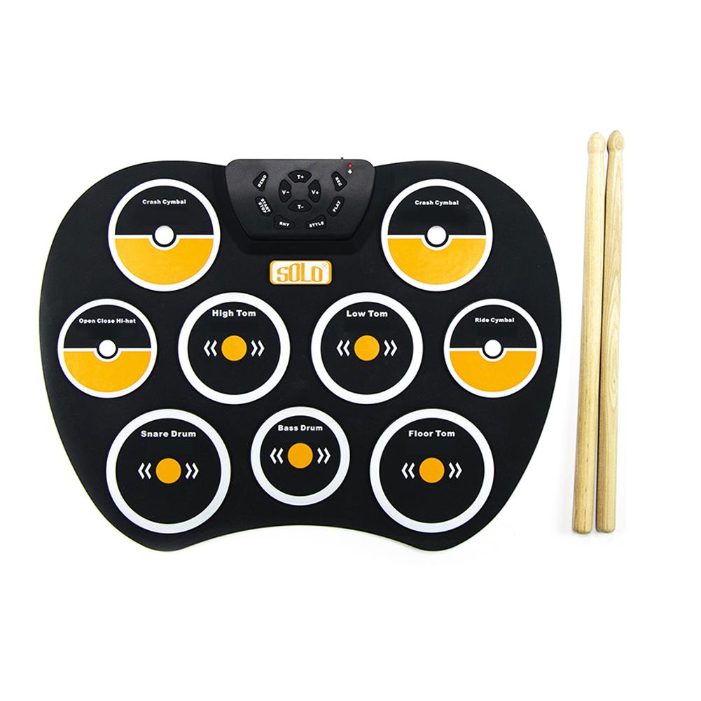 Ensemble de batterie électronique enrouler tambour pratique Pad Midi batterie Kit avec prise casque haut-parleur intégré tambour pédales enfants d'anniversaire: Default Title