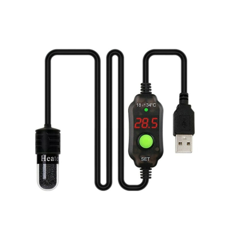 Mini Aquarium Fish Tank Heater Temperature Controller Submersible Thermostat Heater 10W USB Digital LED Turtle Tank Heating Rod
