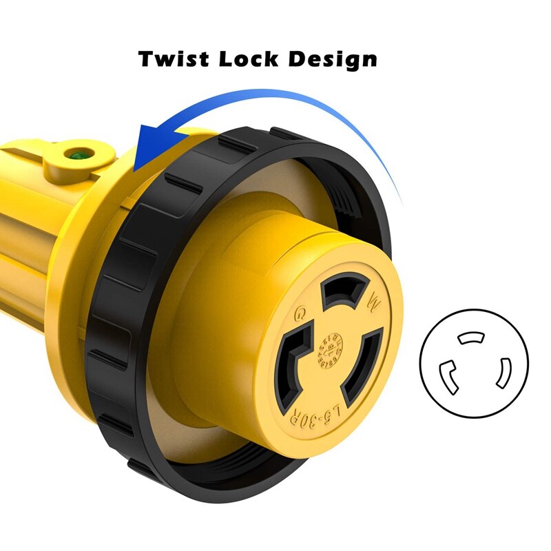Heavy Duty Rv Power Cord Plug Adapter, 15Amp Male To 30Amp Female with Twist Lock, Led Indicator
