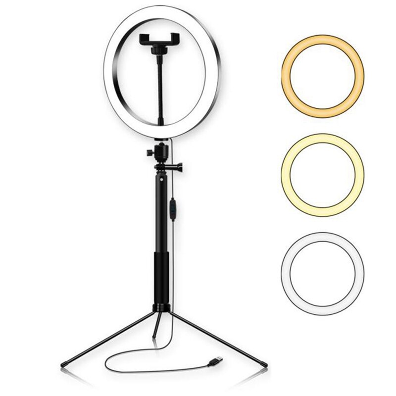 26Cm Photography Led Selfie Lighting Light with Selfie Stand Tripod & Usb Plug Dimmable for Makeup Video Live Studio