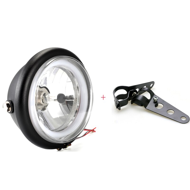 6 inch motorfiets refit led koplamp met beugels  dc 12v universele retro zwarte scooter 6 inch koplamp motorfiets motor koplamp: Licht met beugels