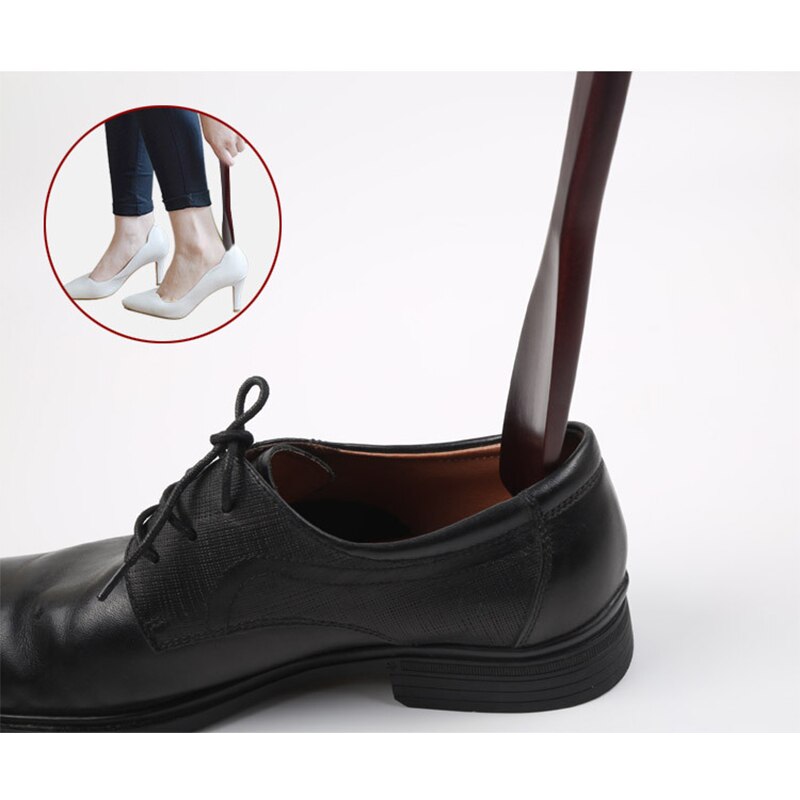 ETya 1 pièces femmes hommes en bois corne à chaussures Portable Flexible cuillère forme pratique porter poignée chausse-pied