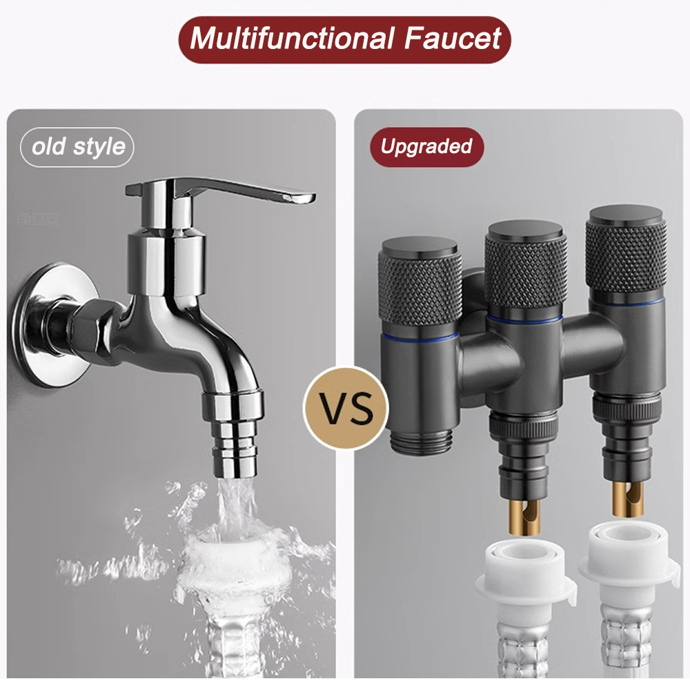 Grifo Universal de 1/2 rosca uno en tres para salida, válvula de entrada de acero inoxidable para cocina, accesorios para baño y inodoro