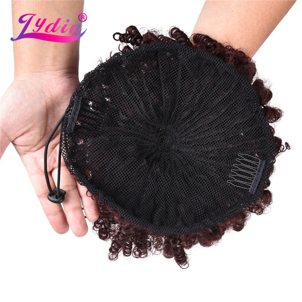 Lydia 8inch Synthetic Chignon Bun Curly 99J# Hair With Two Plastic Combs Easy Chignon Updo for Short Hair Wedding Hairstyle
