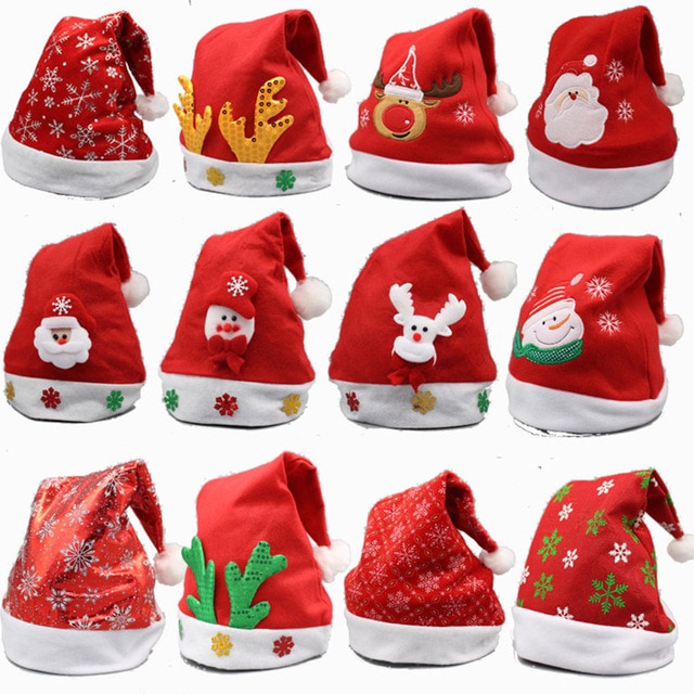 Kerst Ornamenten Volwassen Gewone Kerstmutsen Hoeden Cap Voor Christmas Party Props DS29