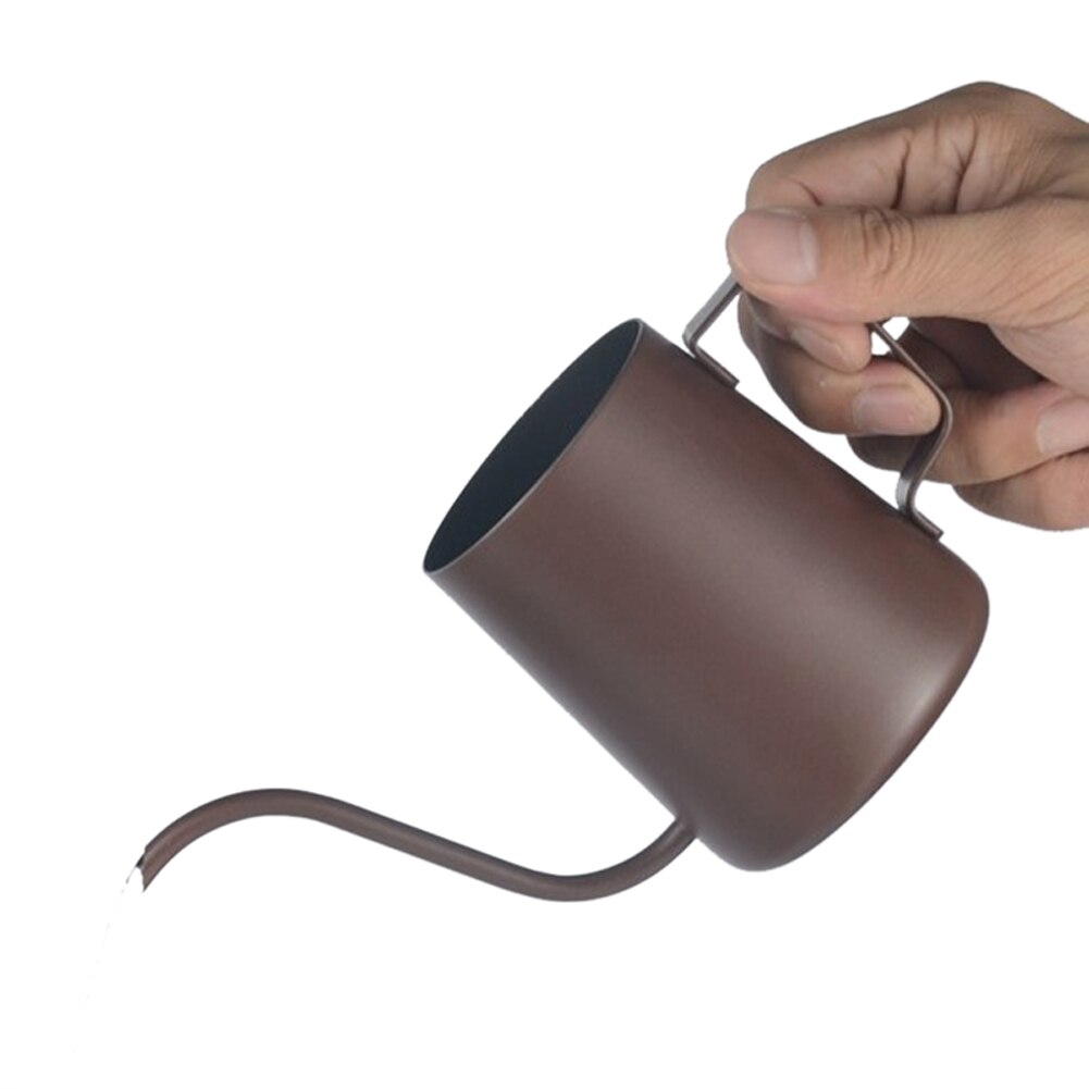 Rvs Lange Uitloop Drip Waterkoker Smalle Zwanenhals Hand Giet Over Koffie Pot NIN668: Brown   350ml