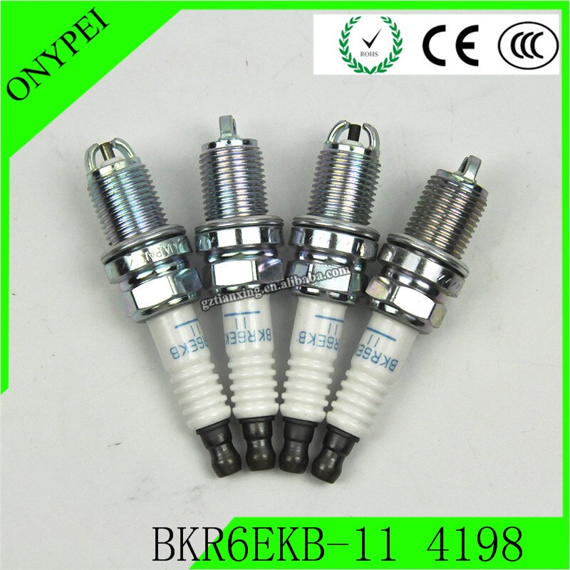 4 PCS BKR6EKB-11 4198 Spark Plug For Toyota Nissan Opel Honda Ford Peugeot BKR6EKB11